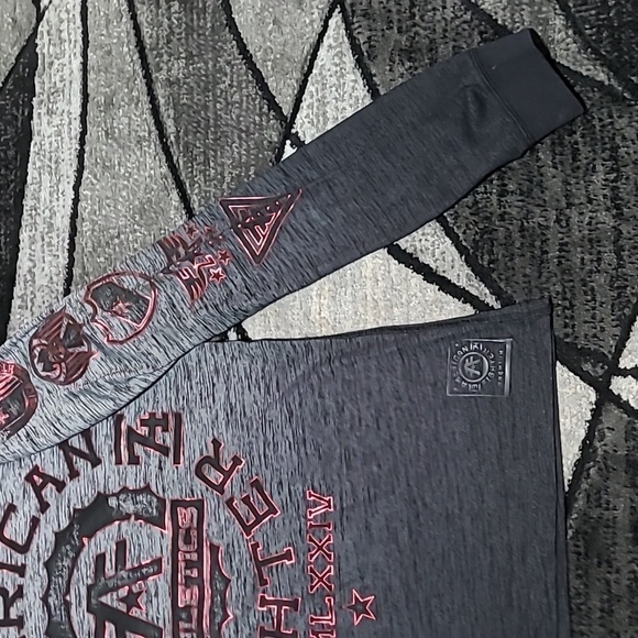 AMERICAN FIGHTER OMBRE METALLIC RED LOGO  HOODIE LONG-SLEEVE TEE-SHIRT - Picture 7 of 14